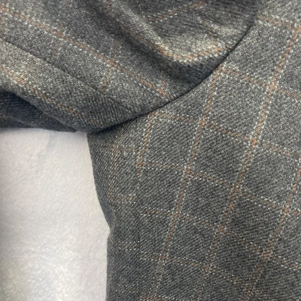 Lands' End 100% Lambswool‎ Blazer Jacket Mens 42 Long 42L Gray Plaid USA Made